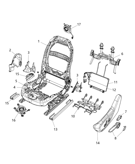 New 2015-2016 Fits Chrysler Grand Cherokee Adjuster-Manual Seat - Part # 68140256AE