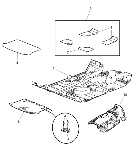 New 2002-2004 Fits Chrysler Liberty Carpet-Front Floor - Part # 5JH18XDVAD