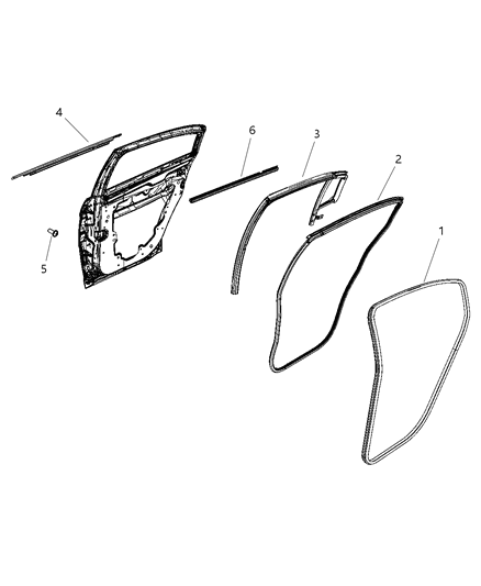 New 2007-2008 Fits Chrysler Sebring Weatherstrip-Rear Door Mounted - Part # 5074521AA