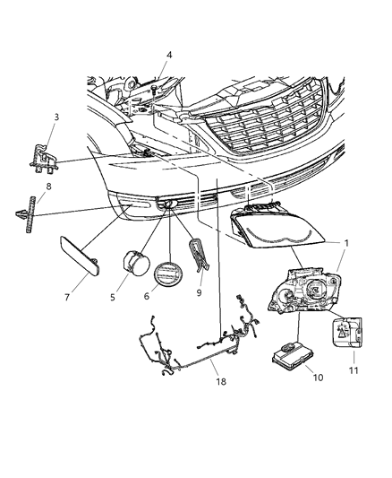 New 2005-2006 Fits Chrysler Pacifica Headlight Right - Part # 4857728AC