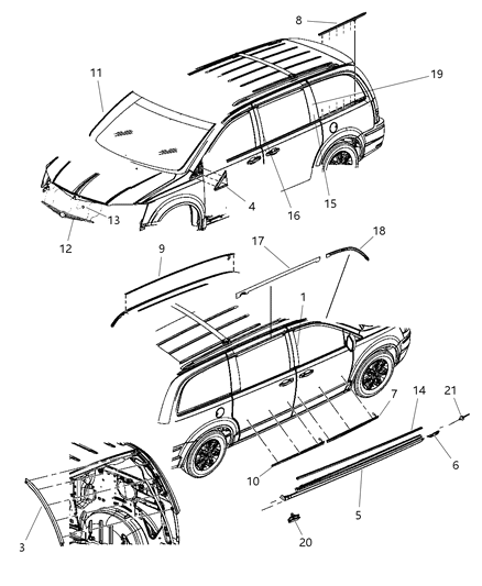 New 2008-2009 Fits Chrysler Grand Caravan, Town & Country Molding-Sliding Door - Part # ZW501BLAA