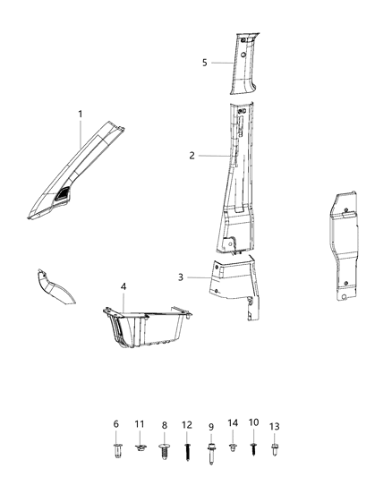 New 2015-2017 Fits Chrysler ProMaster City Molding-A Pillar - Part # 5VR64LDMAA