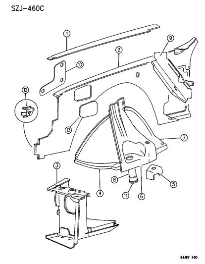 New 1994-1996 Fits Chrysler Grand Cherokee Panel Radiator Side Comp R - Part # 55255581