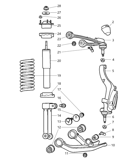 New 2003 Fits Chrysler Liberty Front Coil Spring - Part # 52088628AC