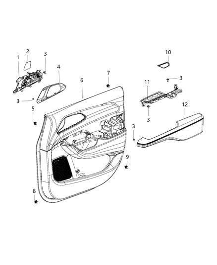 New 2020 Fits Chrysler Pacifica, Voyager Front Door Trim - Part # 6XJ701D2AA