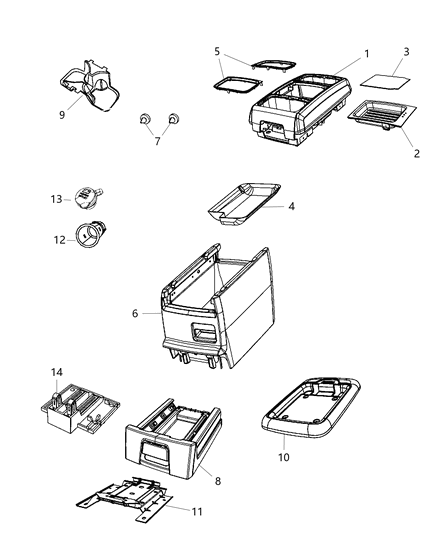 New 2006-2010 Fits Chrysler Grand Caravan, Town & Country Tray-Floor Console - Part # YQ04BD5AC