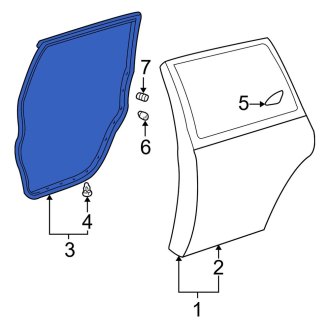 New 2001-2007 Fits Toyota Highlander Passenger Rear Right Door Seal, Part # 67871-48020