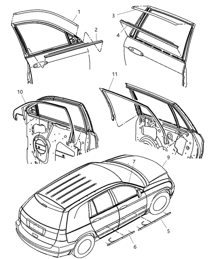 New 2005-2008 Fits Chrysler Pacifica Molding-Front Door - Part # 4894349AE