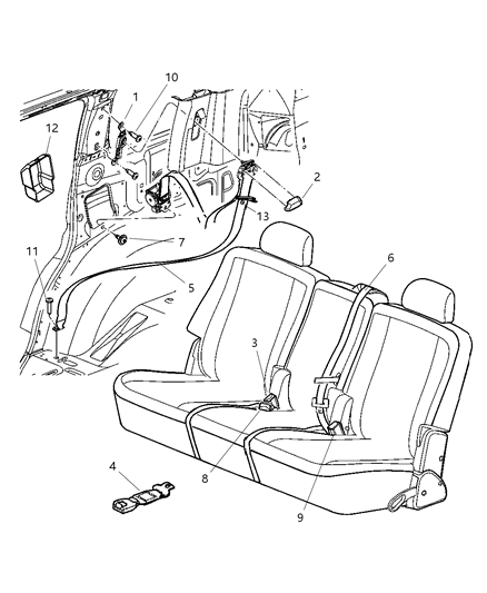 Seat Belt Rear Inner Right