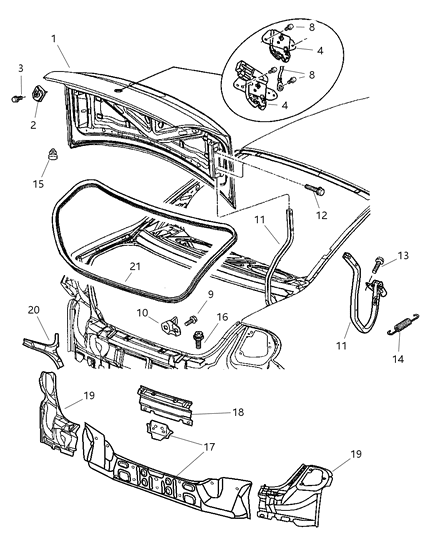 New 2005 Fits Chrysler Neon Latch-Decklid - Part # 5008632AD