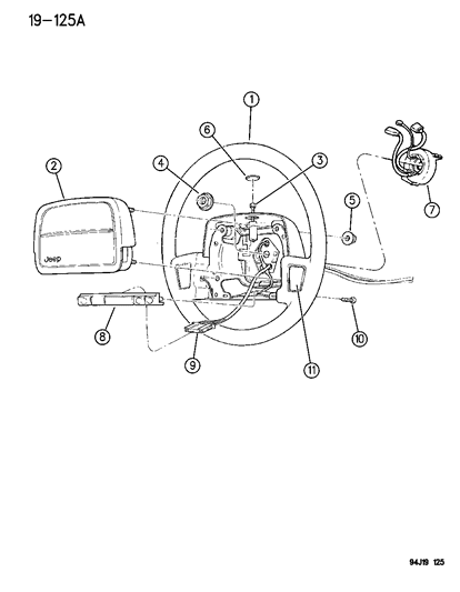 New 1995-1996 Fits Chrysler Grand Cherokee Airbag M Driver - Part # 5DM35RX8