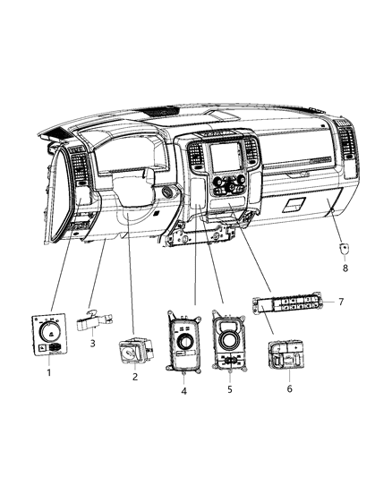 New 2014 Fits Chrysler 1500 Switch-Instrument Panel - Part # 56054485AA