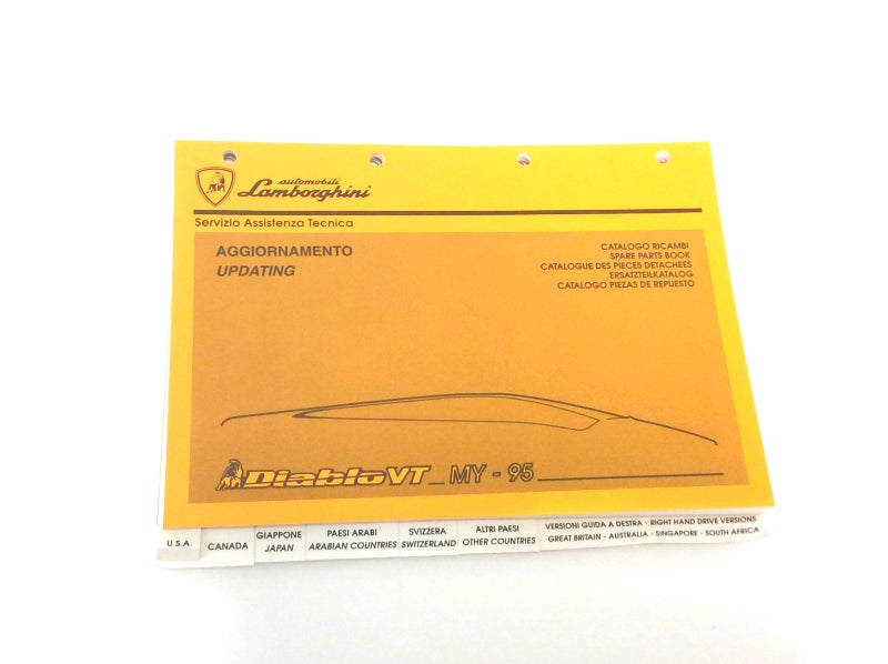 New OEM 1995 Lamborghini Diablo VT Parts & Illustrations Catalogue