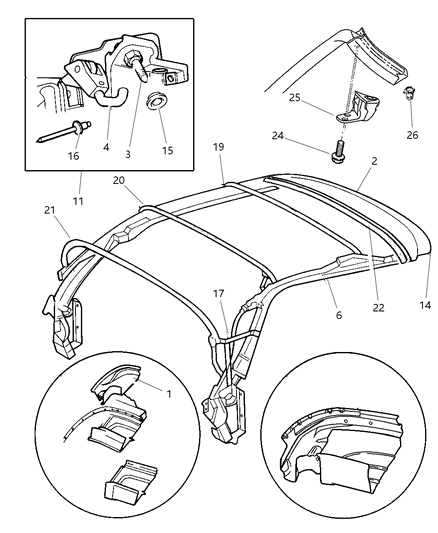 New 1996-2006 Fits Chrysler Sebring Seal-Header Opening - Part # 4886168AA