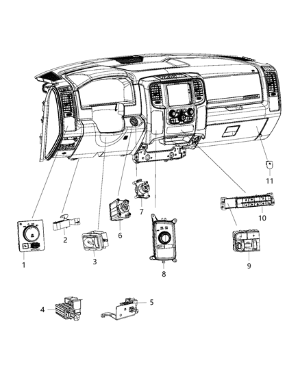 New 2014-2015 Fits Chrysler 3500, 4500, 5500 Switch-Headlamp - Part # 68189153AA