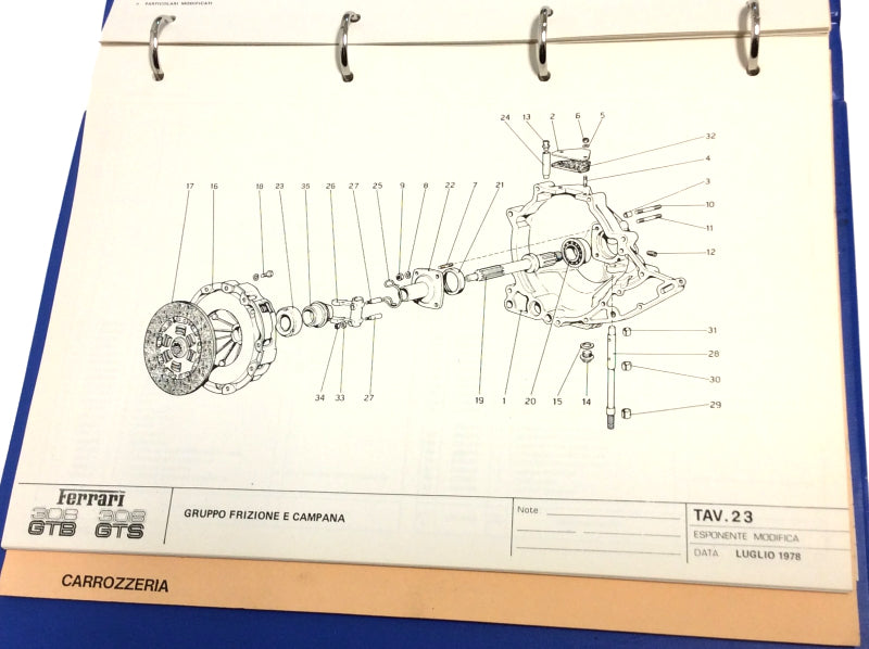 OEM 1978 Ferrari 308 GTB - 308GTS USA Version Parts Illustration Manual