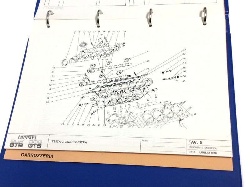 OEM 1978-79 Ferrari 308 GTB - 308 GTS Japanese Version Parts Illustration Manual