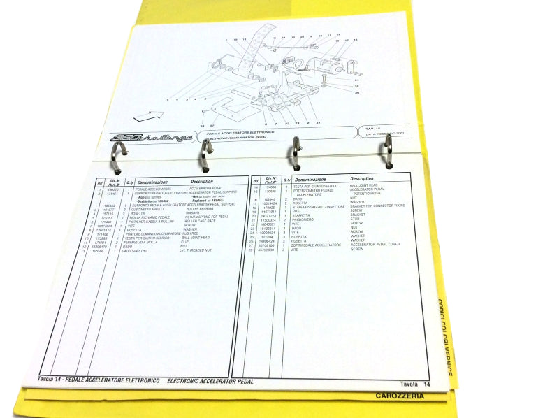New OEM Ferrari 360 Challenge Yellow Bindered Parts Illustrations Manual, Cat #1691/01