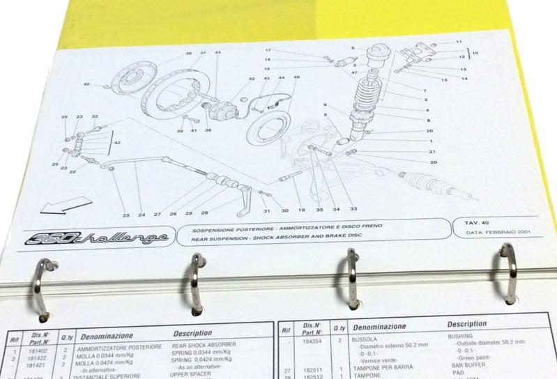 New OEM Ferrari 360 Challenge Yellow Bindered Parts Illustrations Manual, Cat #1691/01