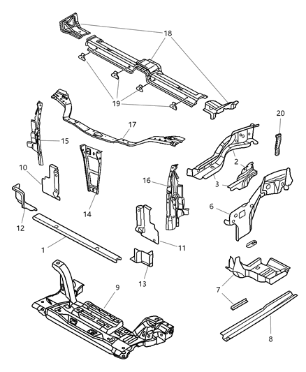 New OEM Genuine Plymouth, Front Right Lower Radiator Support Side Panel - Part # 4783350AE
