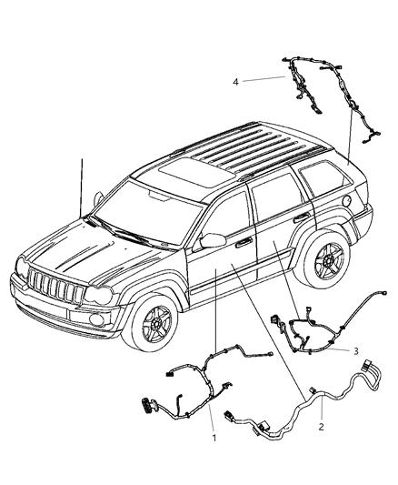 New 2009-2010 Fits Chrysler Grand Cherokee Wiring-Front Door - Part # 68042338AA