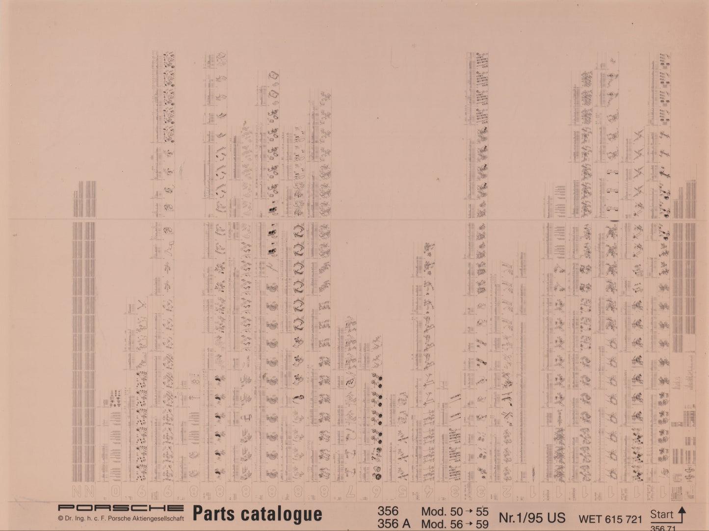 OEM 50-59 356 - 356A Porsche Microfiche Parts Illustrations WET-615-721