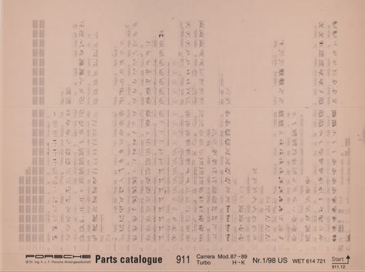 OEM 1987-1989 911 Carrera Turbo Porsche Microfiche Parts Illustrations WET-614-721