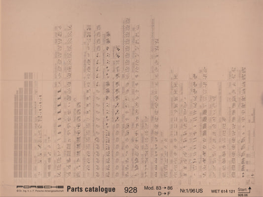 OEM 1983> 928 Mod 83 Porsche Microfiche Parts Illustrations WET-614-121