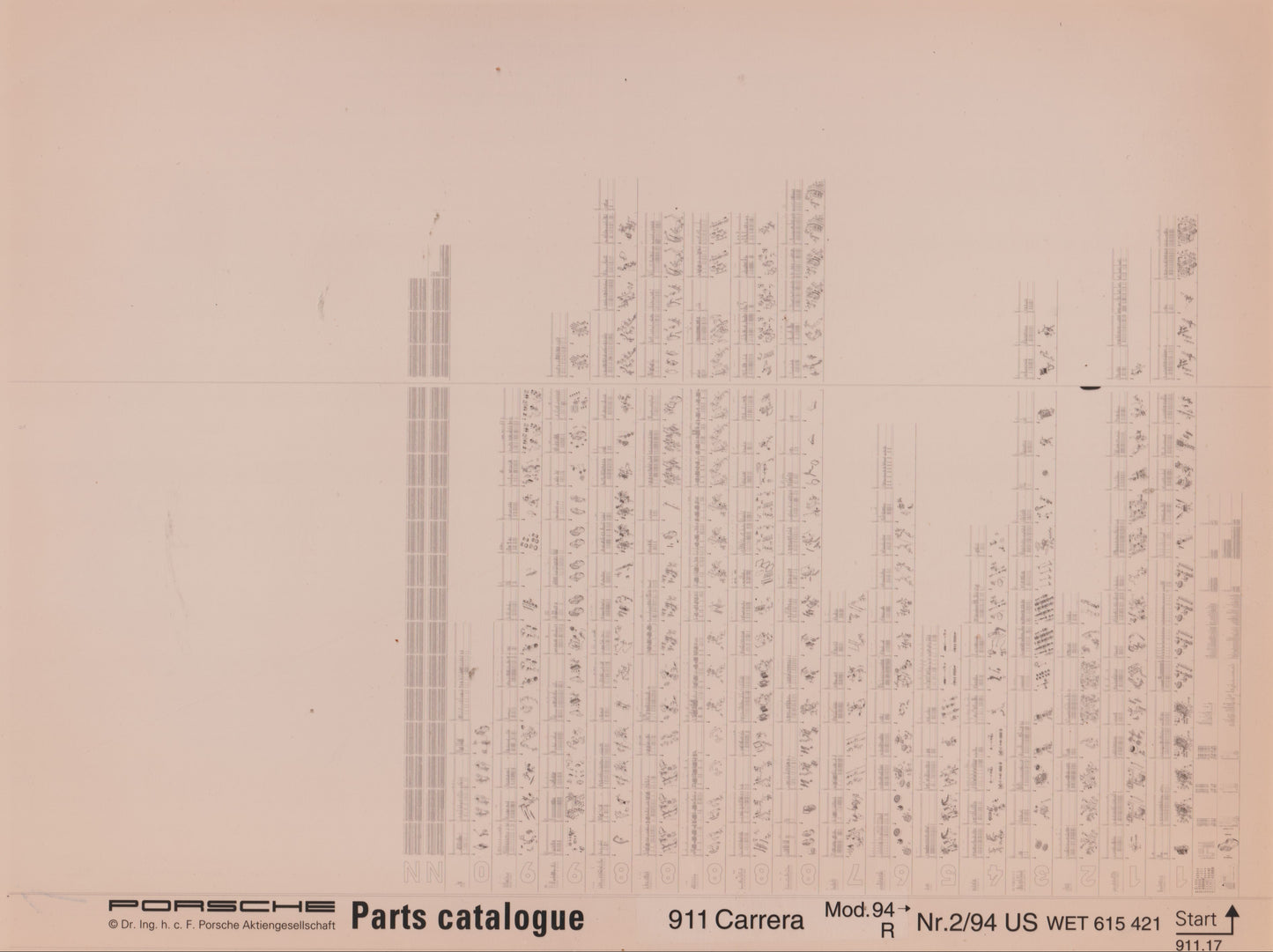 OEM 1994> 911 Carrera, Carrera Turbo Porsche Microfiche Parts Illustrations WET-615-421