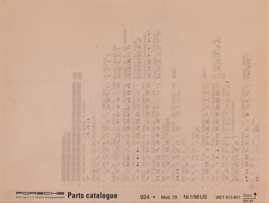 OEM 1979> 924 Porsche Microfiche Parts Illustrations WET-613-621