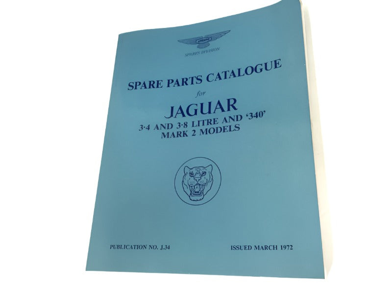 New OEM 1963-1968 Jaguar S-Type 3.4 & 3.8 Parts & Illustrations Manual J.34