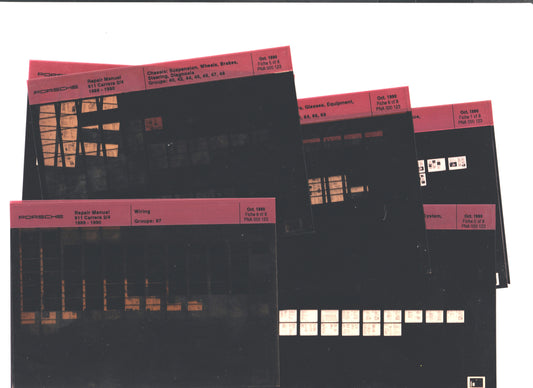New OEM 1989-1990 Porsche Carrera 2/4 Repair Service Manual Microfiche, Part # PNA-000-123