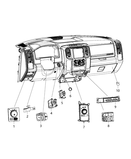 New 2016 Fits Chrysler 2500 Switch-Instrument Panel - Part # 68241372AA