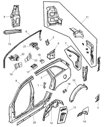 New 2005-2008 Fits Chrysler Pacifica Reinfmnt-Shock Absorber - Part # 5054625AD