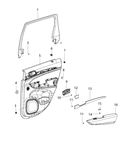 New 2018-2019 Fits Chrysler Grand Cherokee Panelassy-Rear Door Trim - Part # 6NV091X9AB