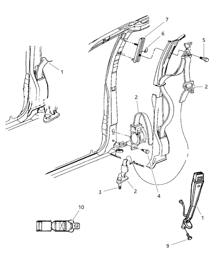 New 1996-1997 Fits Chrysler Grand Caravan, Town & Country Front Outer Seat Belt - Part # GK28SAZ