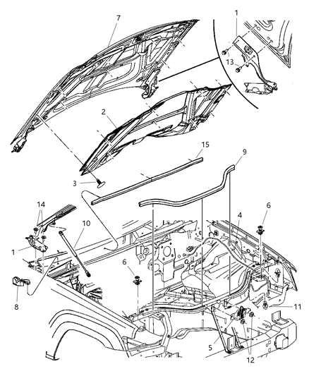 New 2005-2010 Fits Chrysler Grand Cherokee Hood Hinge - Part # 55394474AB