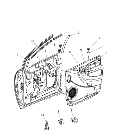 New 2002 Fits Chrysler Grand Caravan, Town & Country Panel Front Door Trim - Part # RS221L5AF