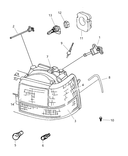 New 1993-1998 Fits Chrysler Grand Cherokee Lamp-Front Park Rh - Part # 56005104