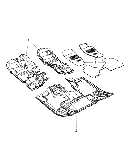 New 2010-2012 Fits Chrysler Liberty Carpet-Rear Floor - Part # 1QY04DK7AB