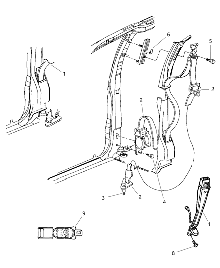 New 1999-2000 Fits Chrysler Grand Caravan, Town & Country Front Outer Seat Belt - Part # RL18RK5AA