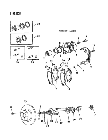 Chrysler - Shoe, Lining, Clip And Sensor Package, Power Disc Brakes - Part # BHKH5029