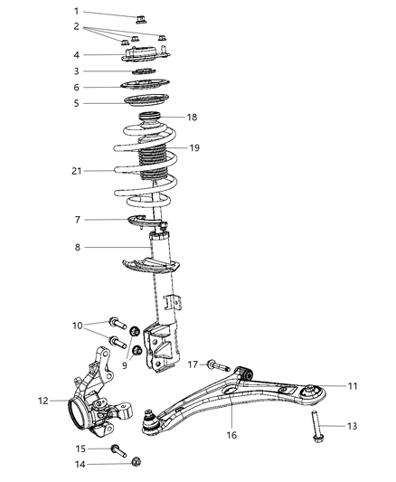 New 2009-2010 Fits Chrysler Caliber, Compass, Patriot Front Coil Spring - Part # 68051839AA