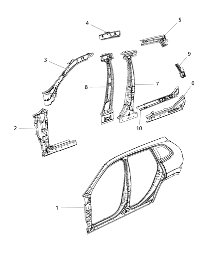 New 2016-2017 Fits Chrysler Grand Cherokee Reinforce-Body Side Aperture Front - Part # 68102444AF