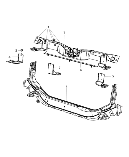 New 2007-2010 Fits Chrysler Caliber, Compass, Patriot Crossmember-Radiator Closure Panel - Part # 5115244AE