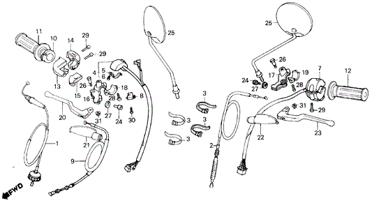 Bracket, L. Handlebar