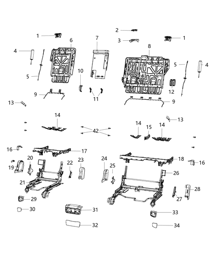 New 2014-2018 Fits Chrysler Grand Cherokee Shield-Seat Recliner - Part # 1XT75LU5AB