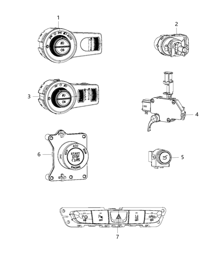 New 2015 Fits Chrysler Grand Cherokee Switch-Headlamp - Part # 68156001AB