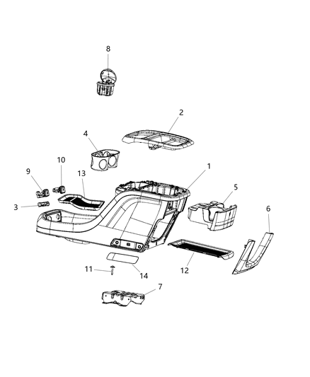 New 2018 Fits Chrysler Pacifica Console-Floor - Part # 5XF831X9AH
