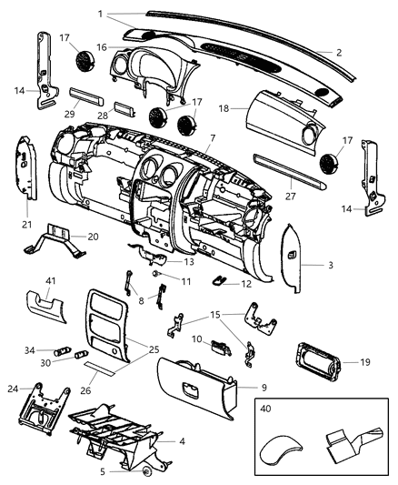 New 2005-2007 Fits Chrysler Liberty Passenger Air Bag Door - Part # ZE70ZJ8AB